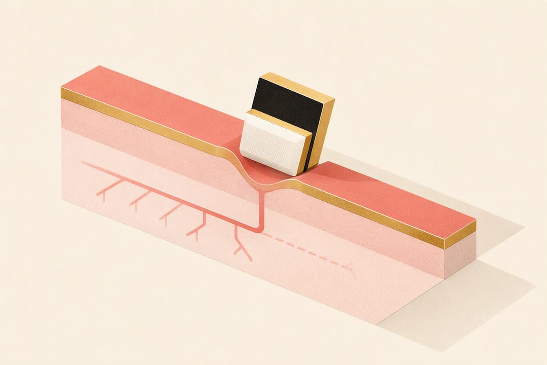 Isometric illustration of localized gum irritation