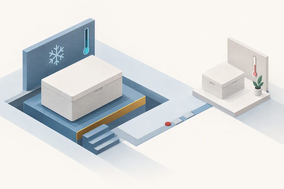 Isometric illustration of cool pouch storage