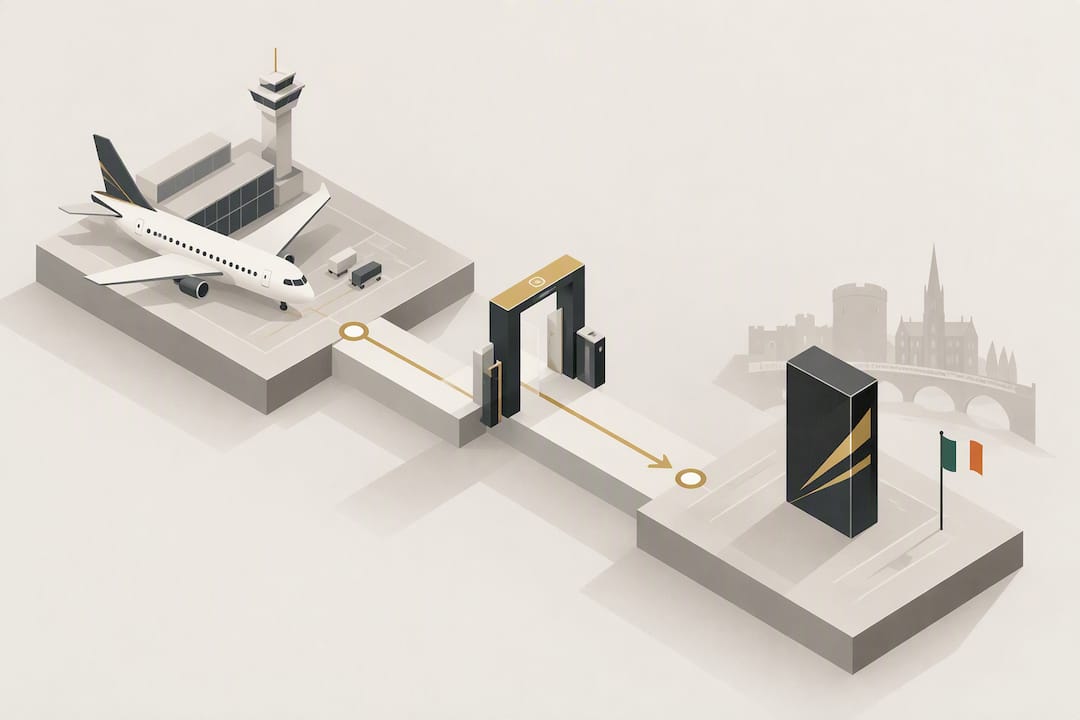 Isometric travel route and checkpoint title card
